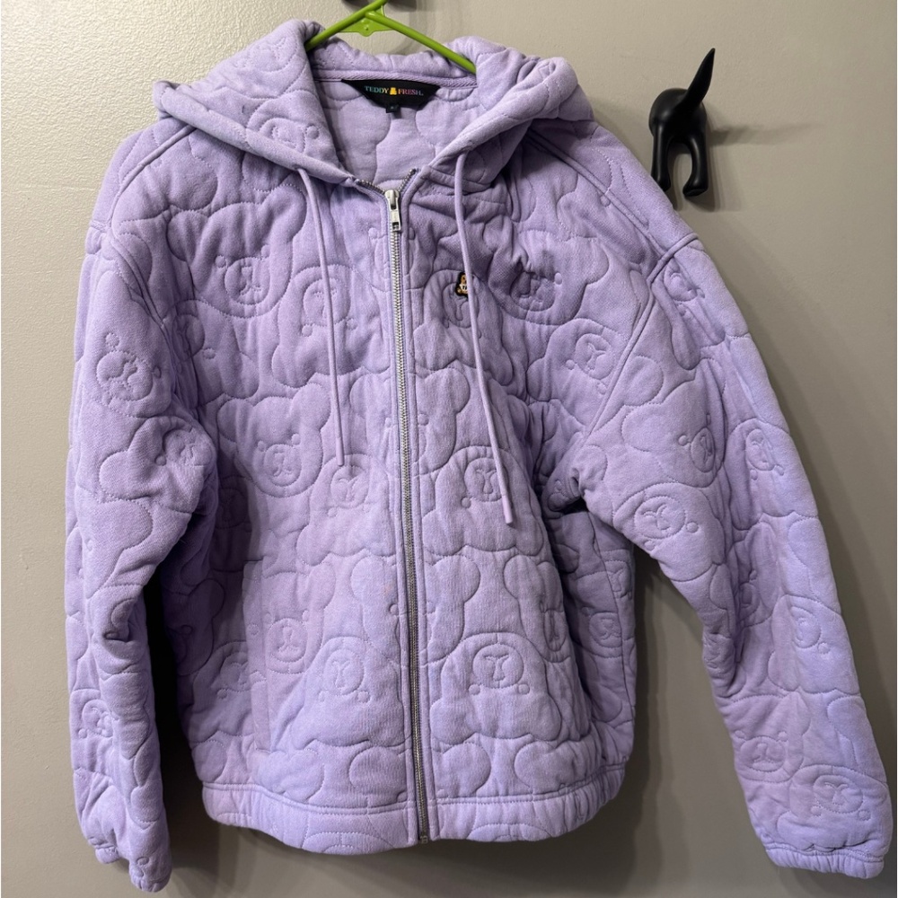 Teddy Fresh Quilted Bear Full-Zip Hoodie – Lavender (Size S)